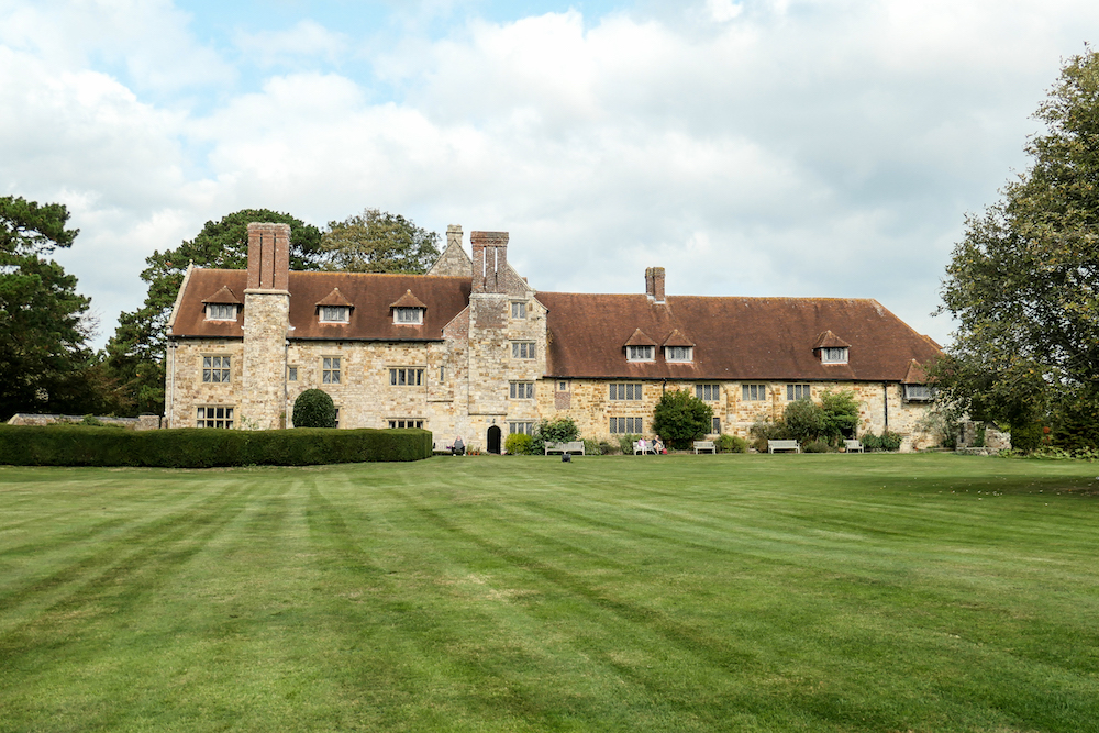 Michelham Priory in East Sussex, viewed across the lawns.